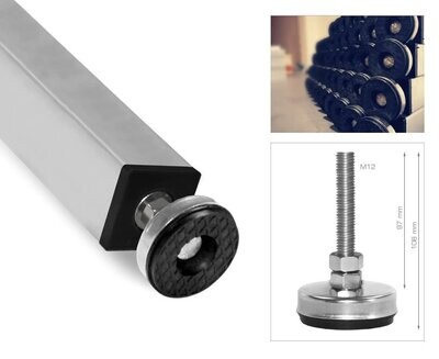 Pata fija PTA5-N/110 de 50x50 con nivelador para una altura de la tarima de 100 cm (+ 5 cm DE REGULACIÓN MEDIANTE NIVELADOR)