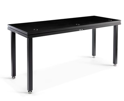 Mesa para DJ / Mesa de ingeniero de sonido de aluminio de 150 x 80 cm con patas niveladoras de 100 cm Color negro. MDJ-3/N-N/100