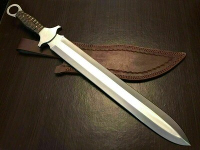 22" D2 Hunting Predator Machete Sword With Bull Horn Handle