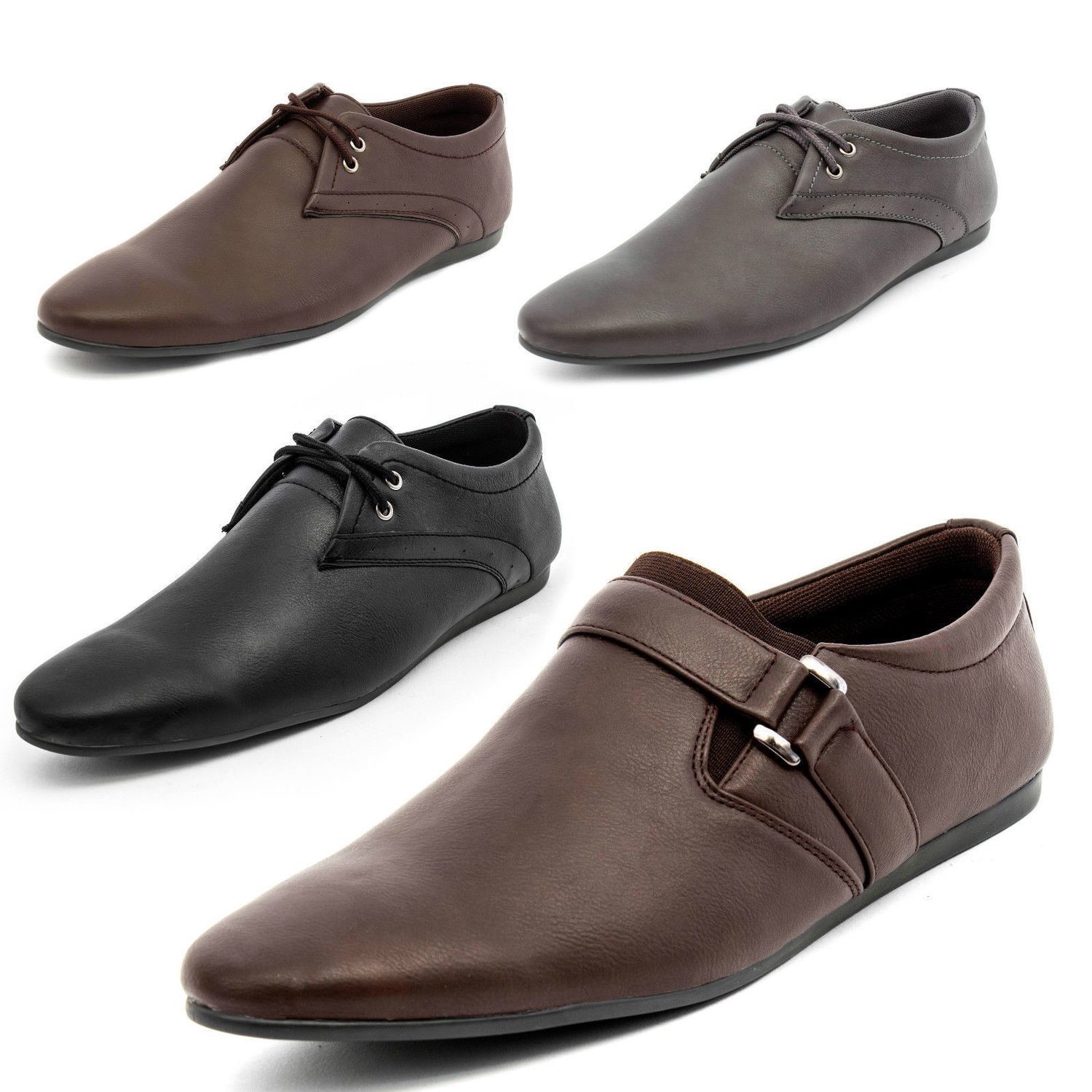 Mens New Casual Faux Leather Smart Formal Lace Up Slip on Shoes SIZE 6 7 8 9 10 11