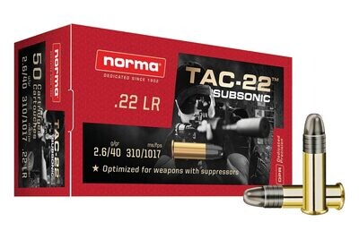 Norma Match .22LR TAC-22 Subsonic, 40 GR