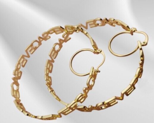 Doremi 70mm Letter Bamboo Earrings U-Shaped Clasp Stainless Personalized Name Hoops Customized Name Hoop Earring For Women Gift - Customized Earrings -neckname