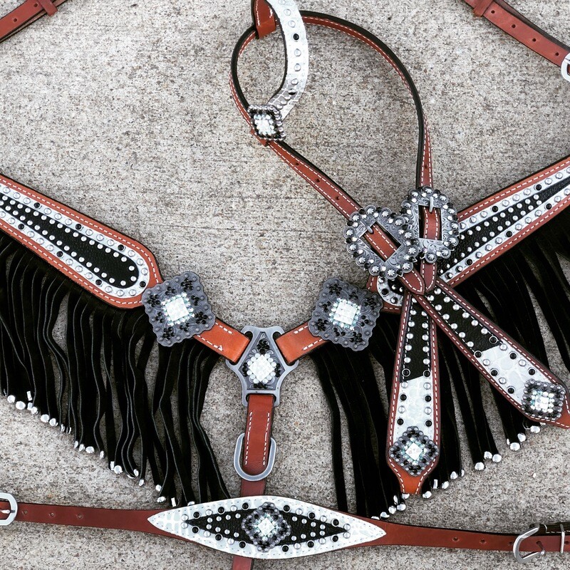 Black and White fringe three piece set