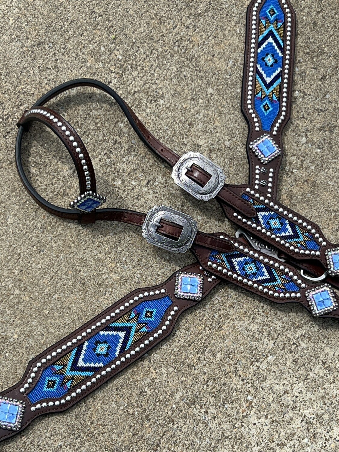 Crazy Horse BLUE Aztec beads
