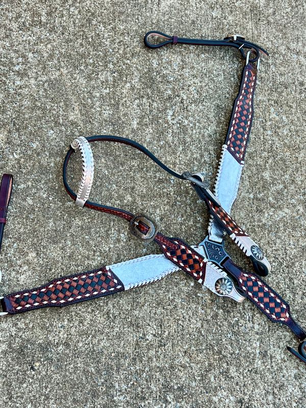 Crazy Horse classy silver/checkers tooled