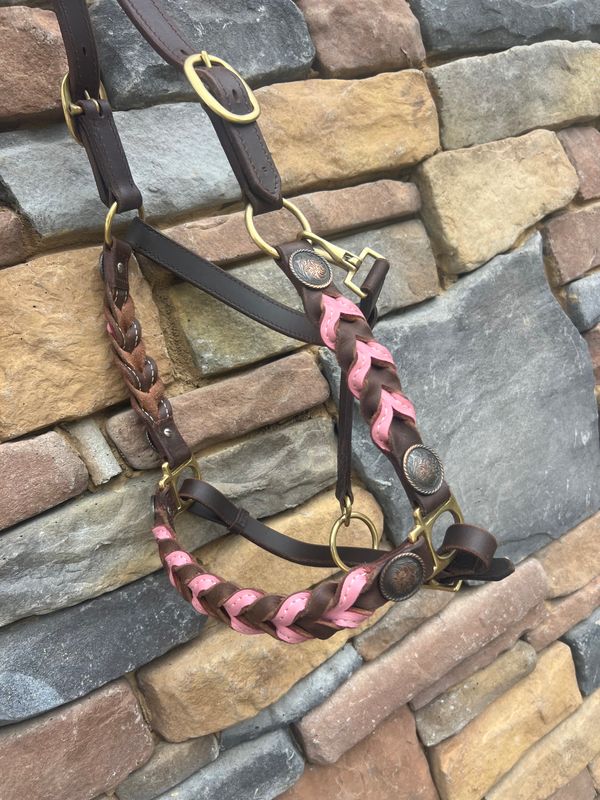 Crazy Horse original braided halter (pink)