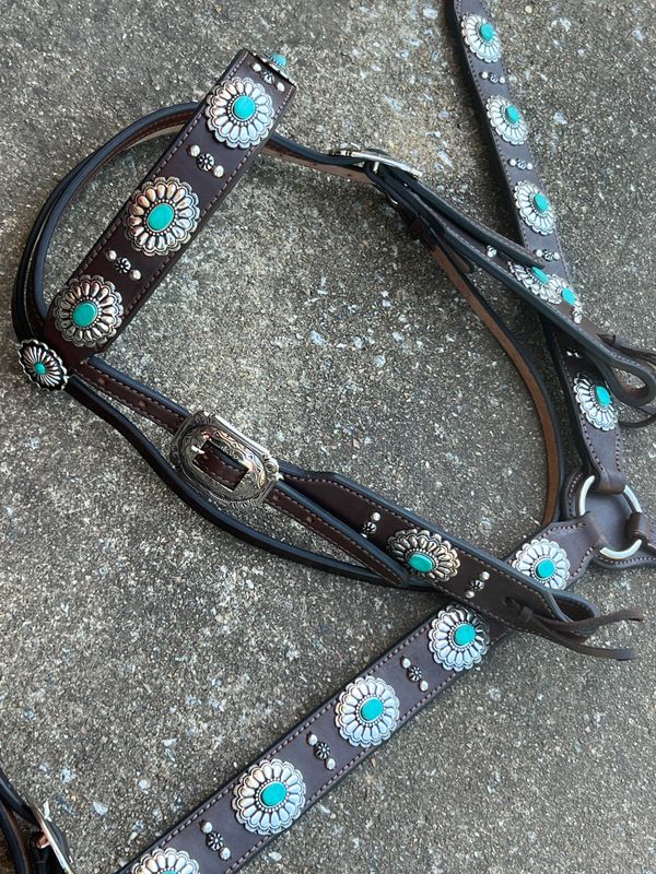Crazy Horse Turquoise and Conchos