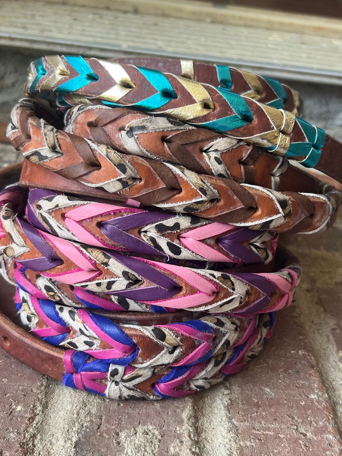 Crazy Horse reins (pink purple leopard) bottom