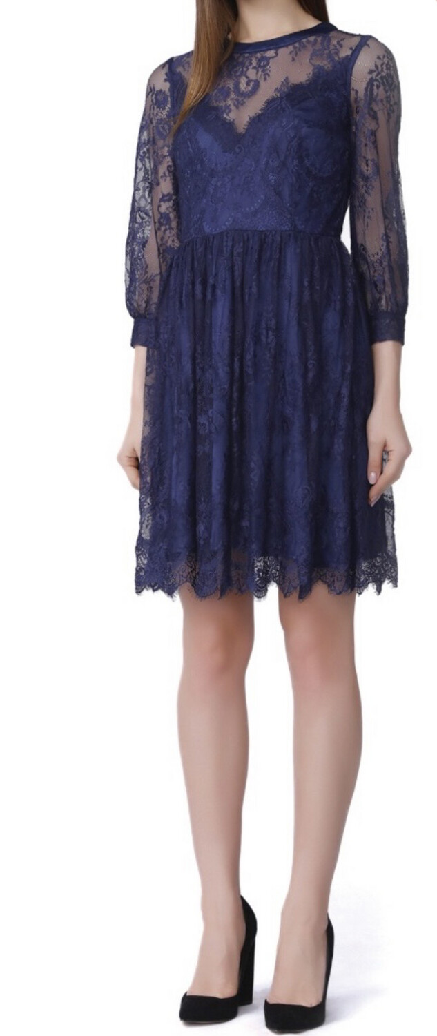 Robe dentelle bleu nuit
