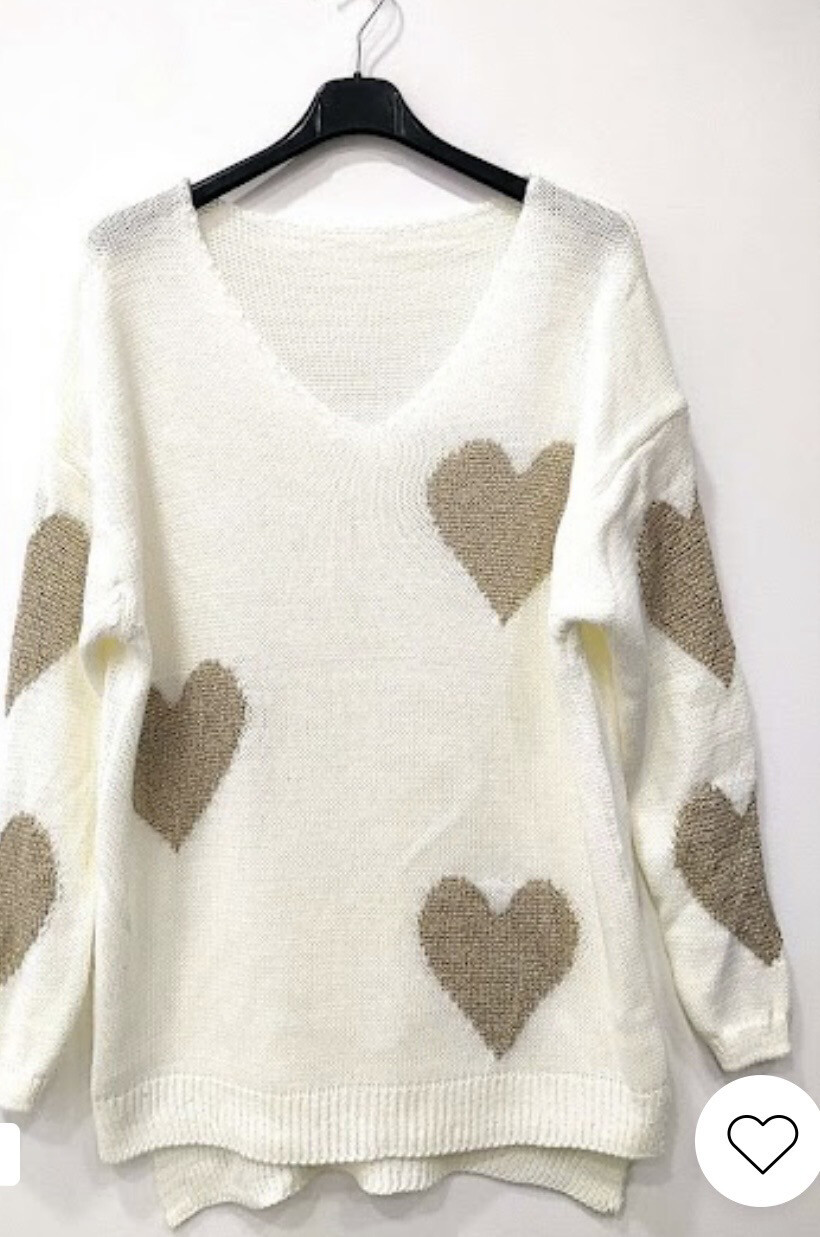 Pull cœurs doré