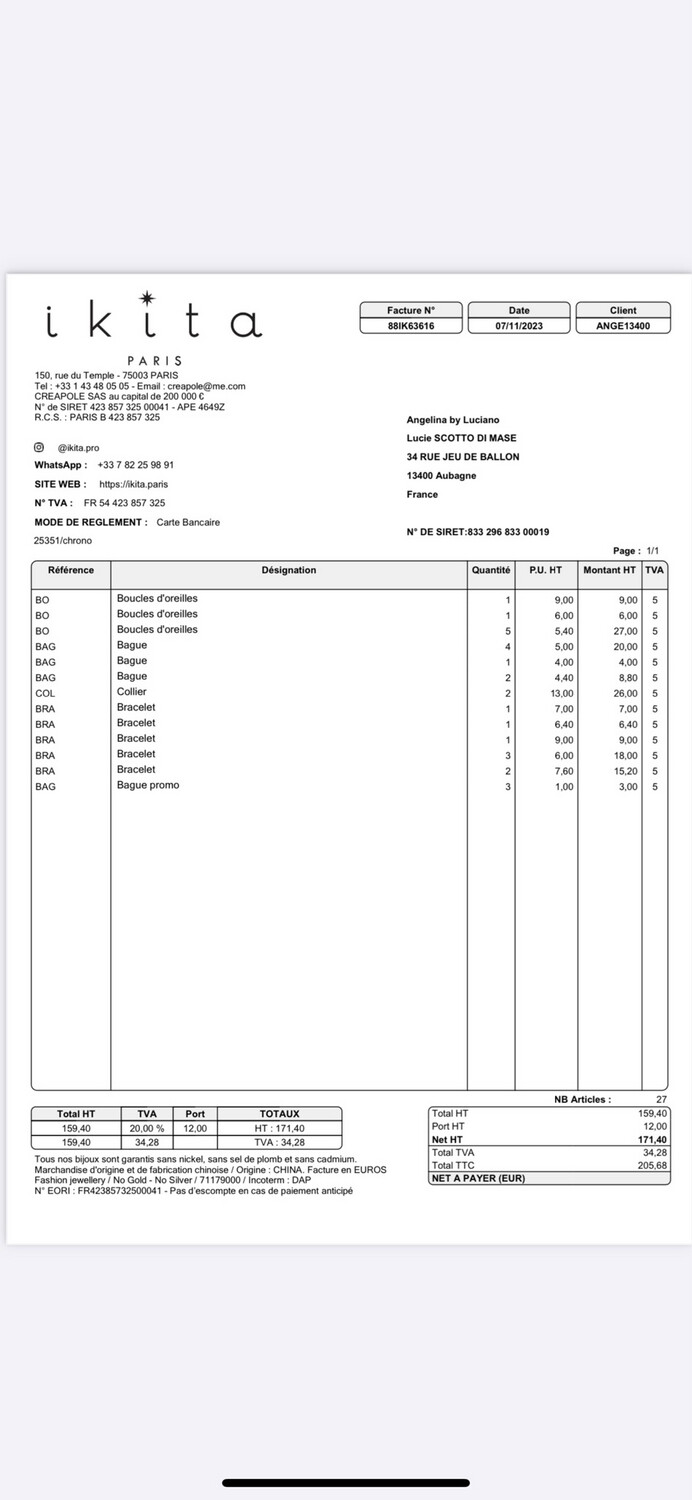 Descriptif commande 88IK63616