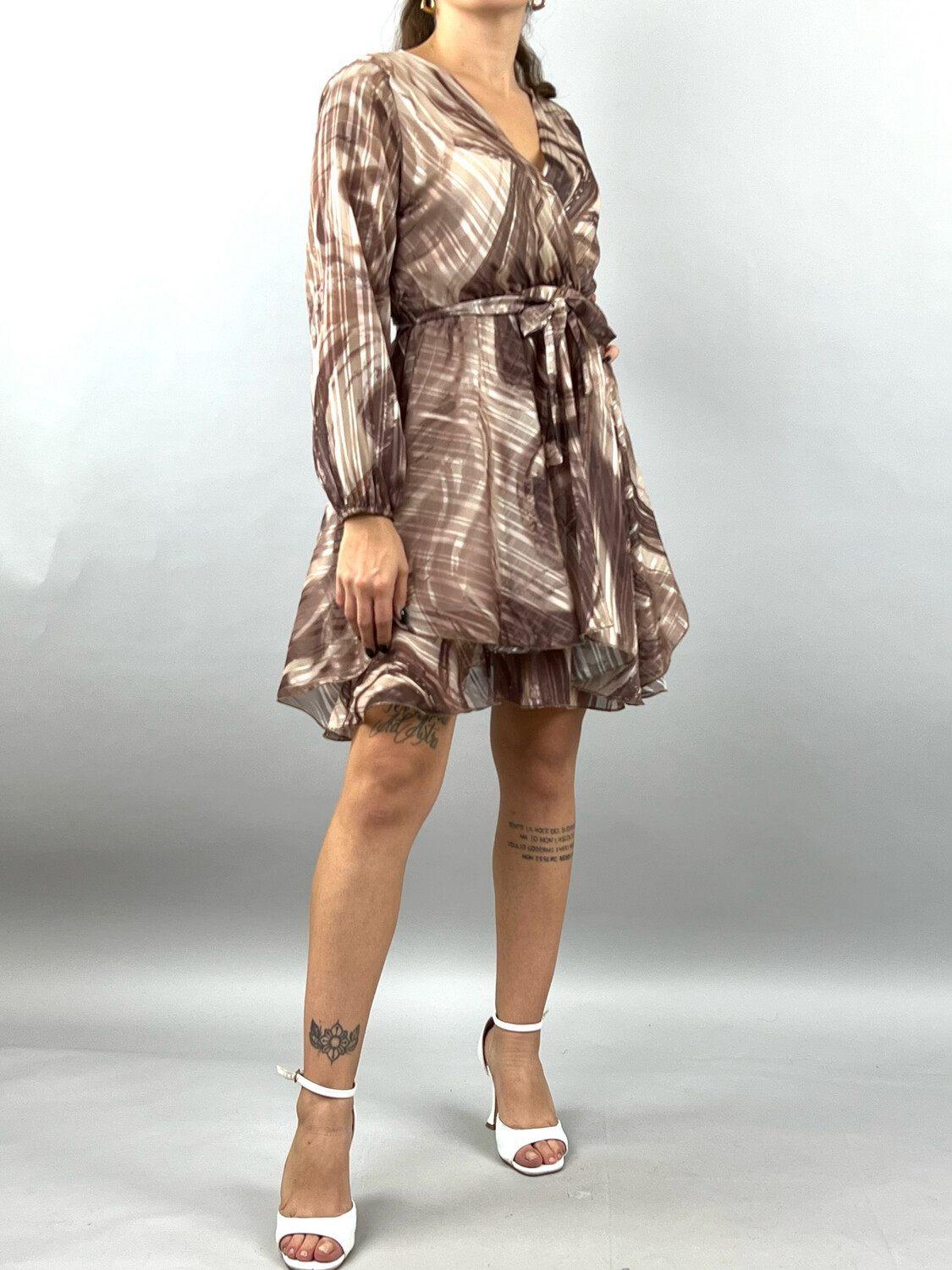 Robe volants beige choco