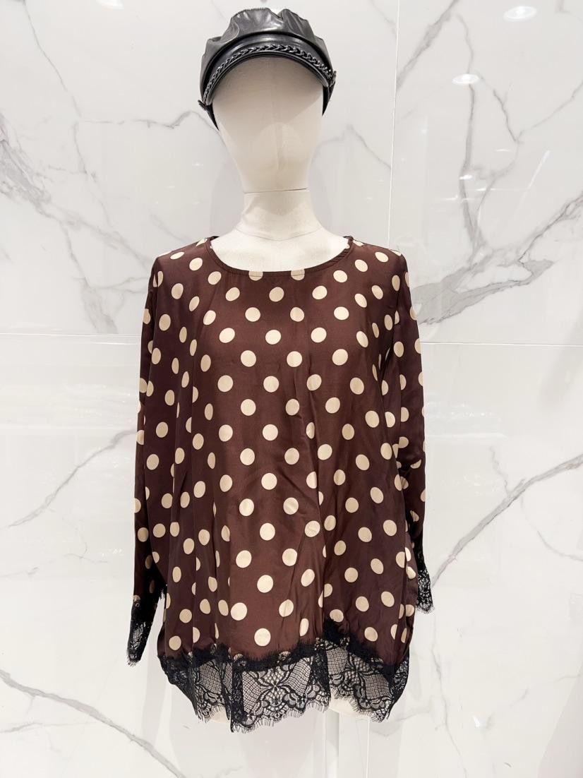 Blouse choco pois crème 