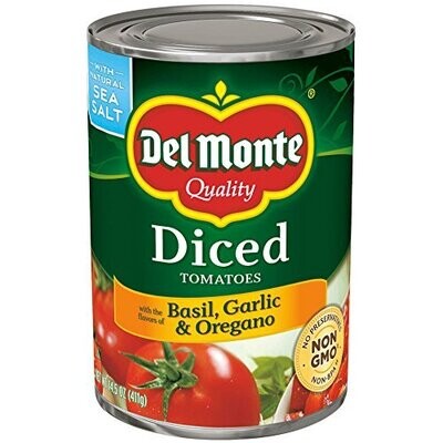 TOMATE DEL MONTE DICED BASIL &amp; GARLIC 411 GR