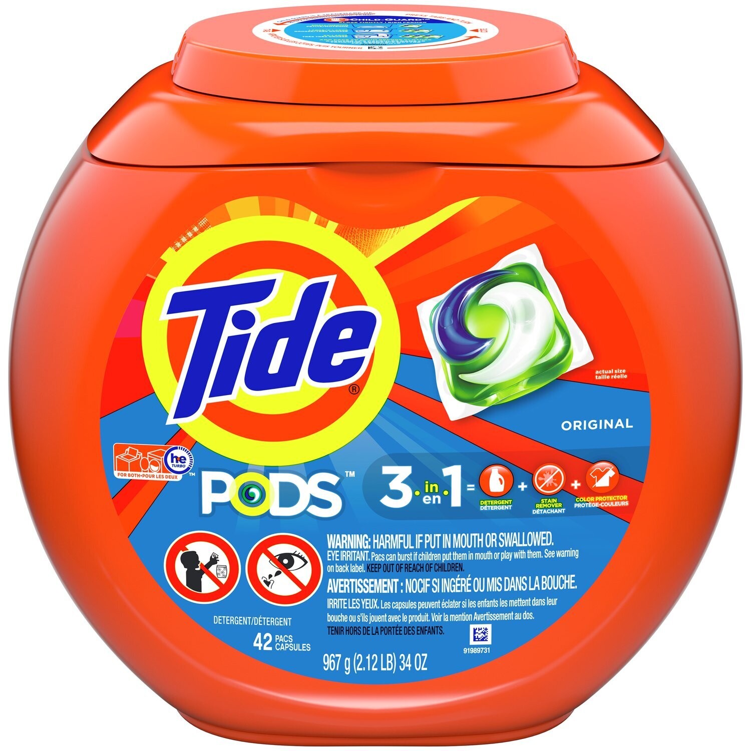 DETERGENTE TIDE PODS 3 EN 1 AZUL C/42 PZAS