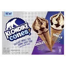 CONOS KLONDIKE VAINILLA &amp; CHOCOLATE C/8 PZAS 881 ML