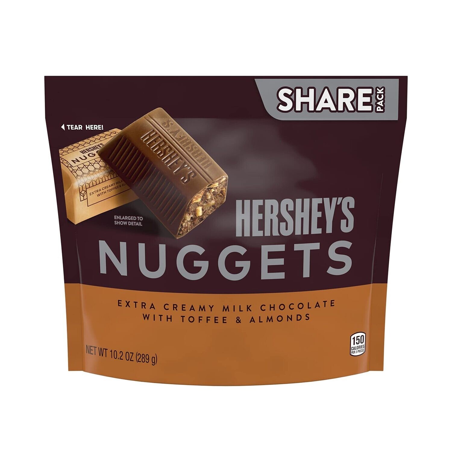 CHOCOLATES HERSHEYS NUGGETS EXTRA CREAMY TOFFE ALMONDS 289 GR