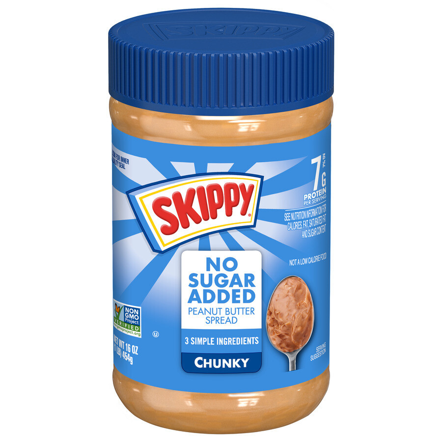 CREMA DE CACAHUATE SKIPPY NO SUGAR ADDED CHUNKY 454 GR