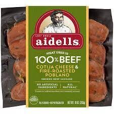 SALCHICHAS AIDELIS P/ASAR COTIJA CHEESE &amp; FIRE ROASTED 283 GR