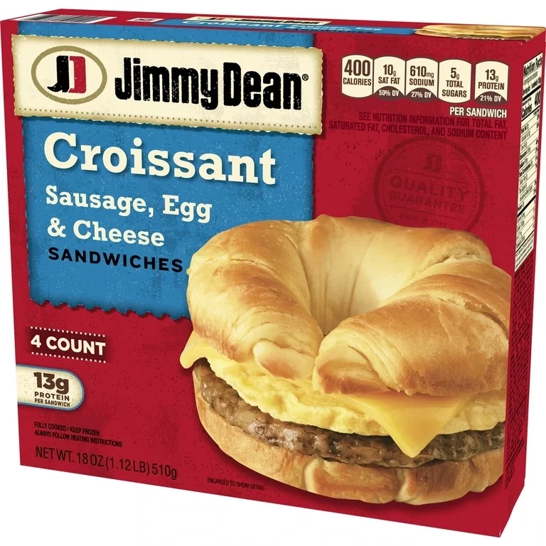 CROISSANT JIMMY DEAN SAUSAGE, EGG &amp; CHEESE C/4 PZAS 510 GR.