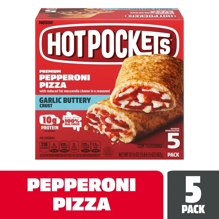 HOTPOCKETS PEPPERONI PIZZA C/5 PZAS 637 GR.
