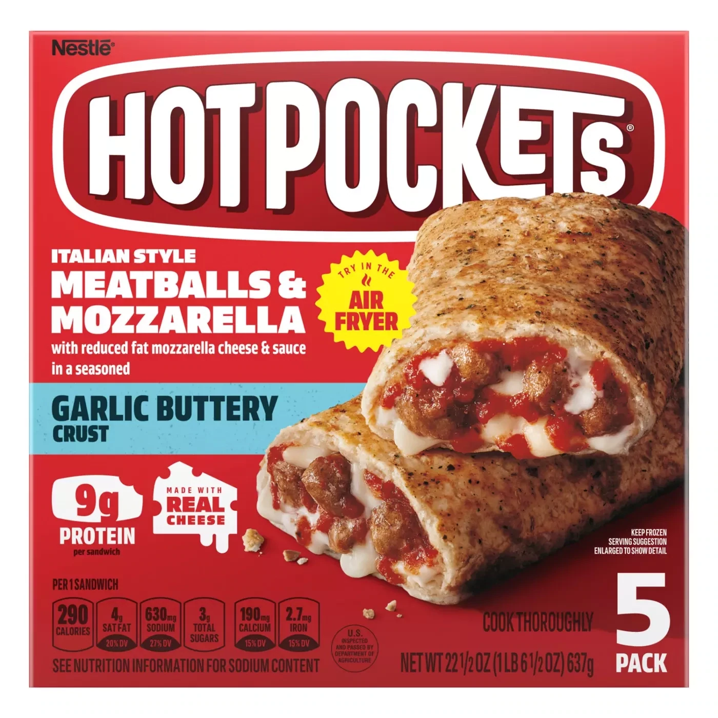 HOTPOCKETS MEATBALLS MOZARELLA C/5 PZAS 637 GR.