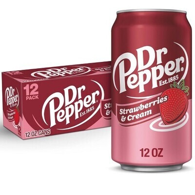 REFRESCO DR PEPPER STRAWBERRY &amp; CREAM C/12 PZAS DE 355 ML.