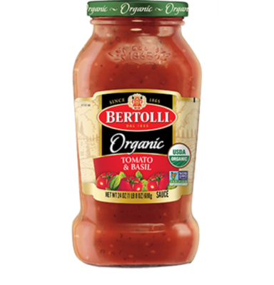SALSA BERTOLLI ORGANIC TOMATOE &amp; ALBAHACA 680 GR