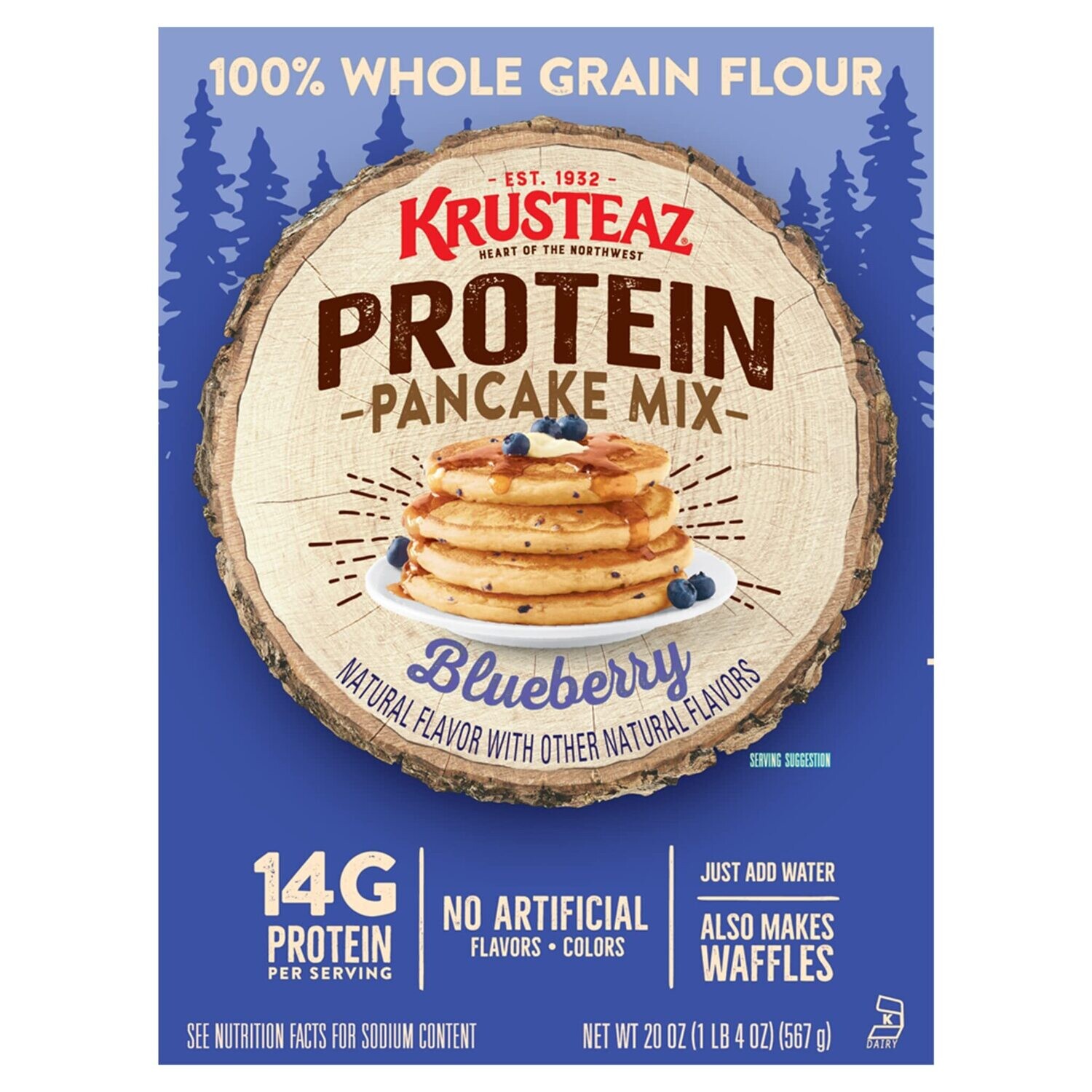HARINA KRUSTEAZ PROTEIN PANCAKE MIX BLUEBERRY 567 GR.