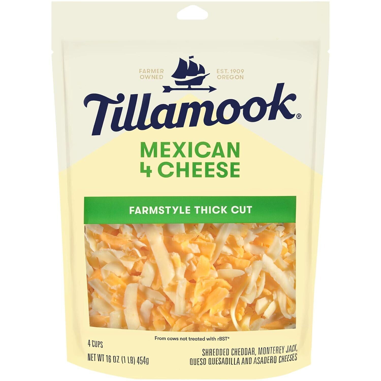 QUESO TILLAMOOK MEXICAN 4 CHEESE 454 GR.