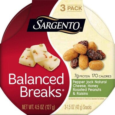 SNACK SARGENTO BALANCED BREAKS PEPPER JACK C/3 PZAS 127 GR.
