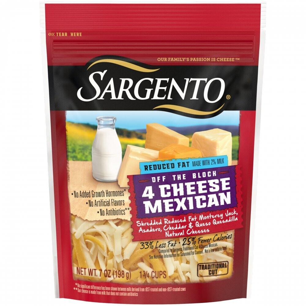 QUESO SARGENTO 4 CHEESE MEXICAN REDUCED FAT 198 GR.