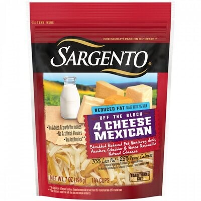 QUESO SARGENTO 4 CHEESE MEXICAN REDUCED FAT 198 GR.