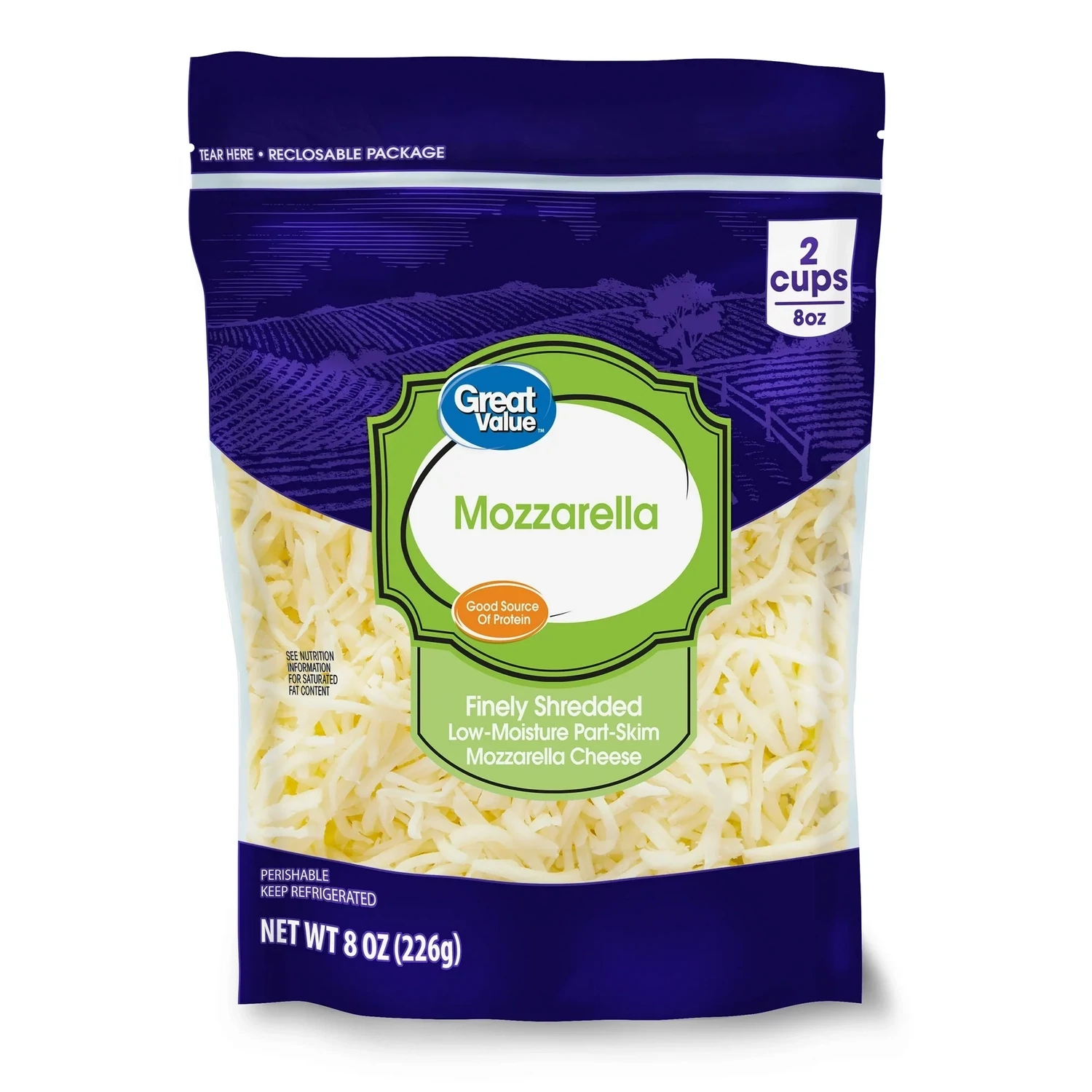QUESO GREAT VALUE MOZZARELLA SHREDDED 226 GR.