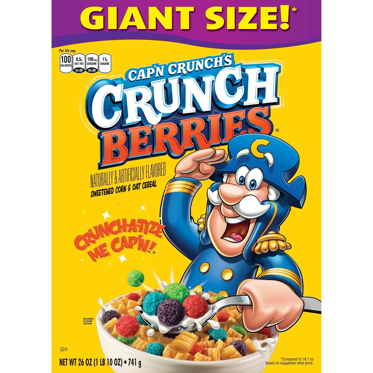 CEREAL CAP&#39;N CRUNCH GIANT SIZE BERRIES 730 GR.