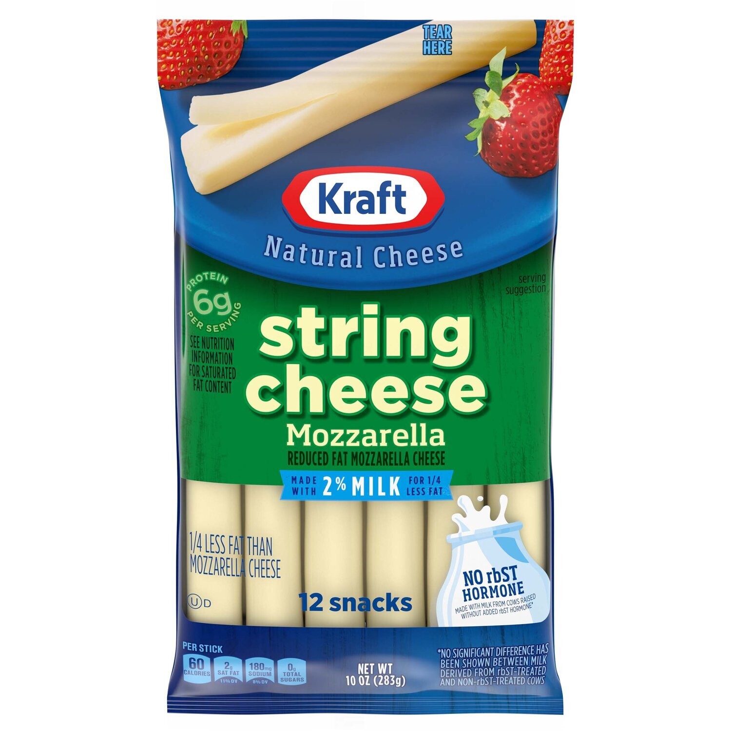 DEDITOS DE QUESO KRAFT MOZZARELLA 2% MILK C/12 PZAS 283 GR.