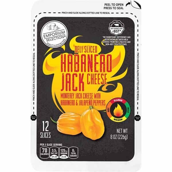 QUESO EMPORIUM DELI SLICED HABANERO C/12 PZAS 226 GR.