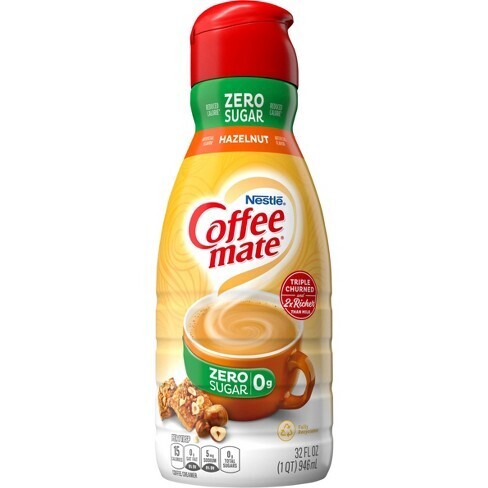 CREMORA COFFEE MATE ZERO SUGAR HAZELNUT 946 ML.