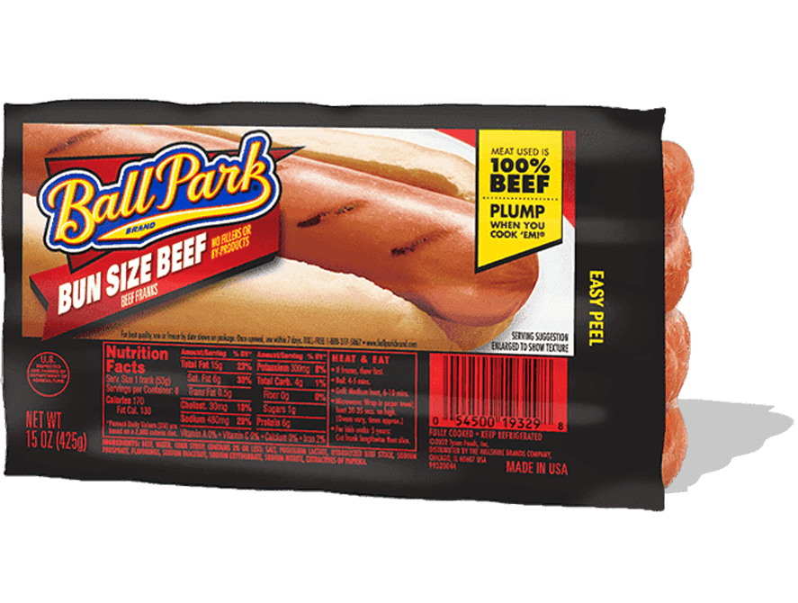 SALCHICHA BALL PARK BUN SIZE BEEF 425 GR.