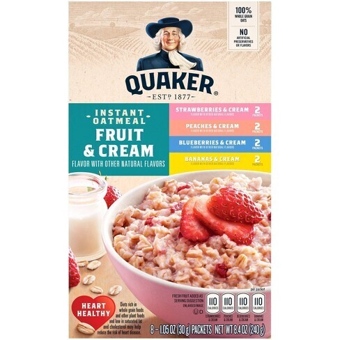 AVENA QUAKER INSTANTANEA FRUIT &amp; CREAM C/8 PZAS