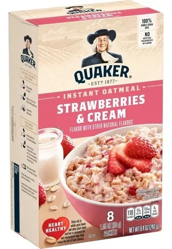 AVENA QUAKER INSTANTANEA STRAWBERRY &amp; CREAM C/8 PZAS 240 GR.