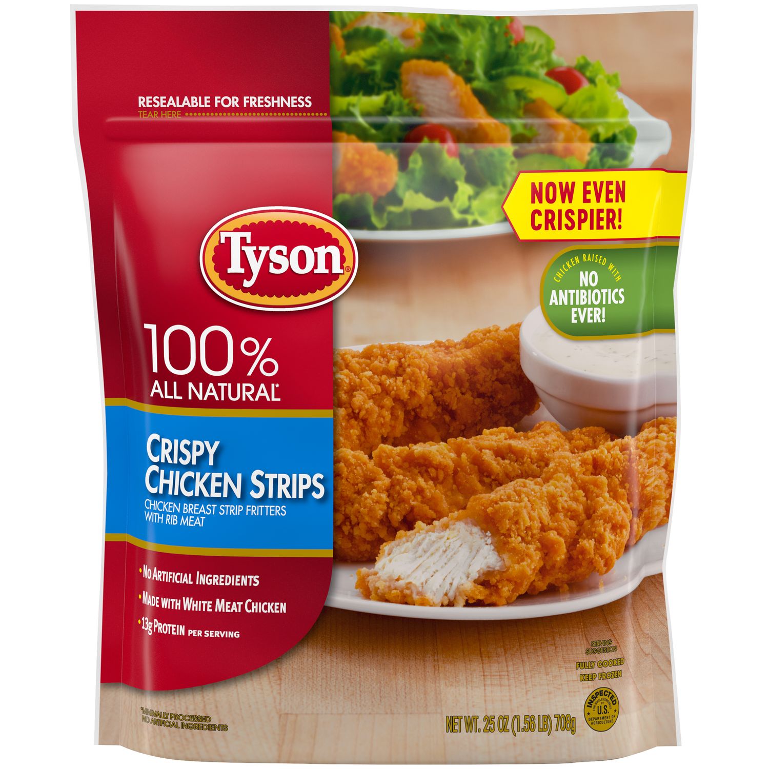 TIRAS DE POLLO TYSON CRISPY 100% NATURAL 708 GR.