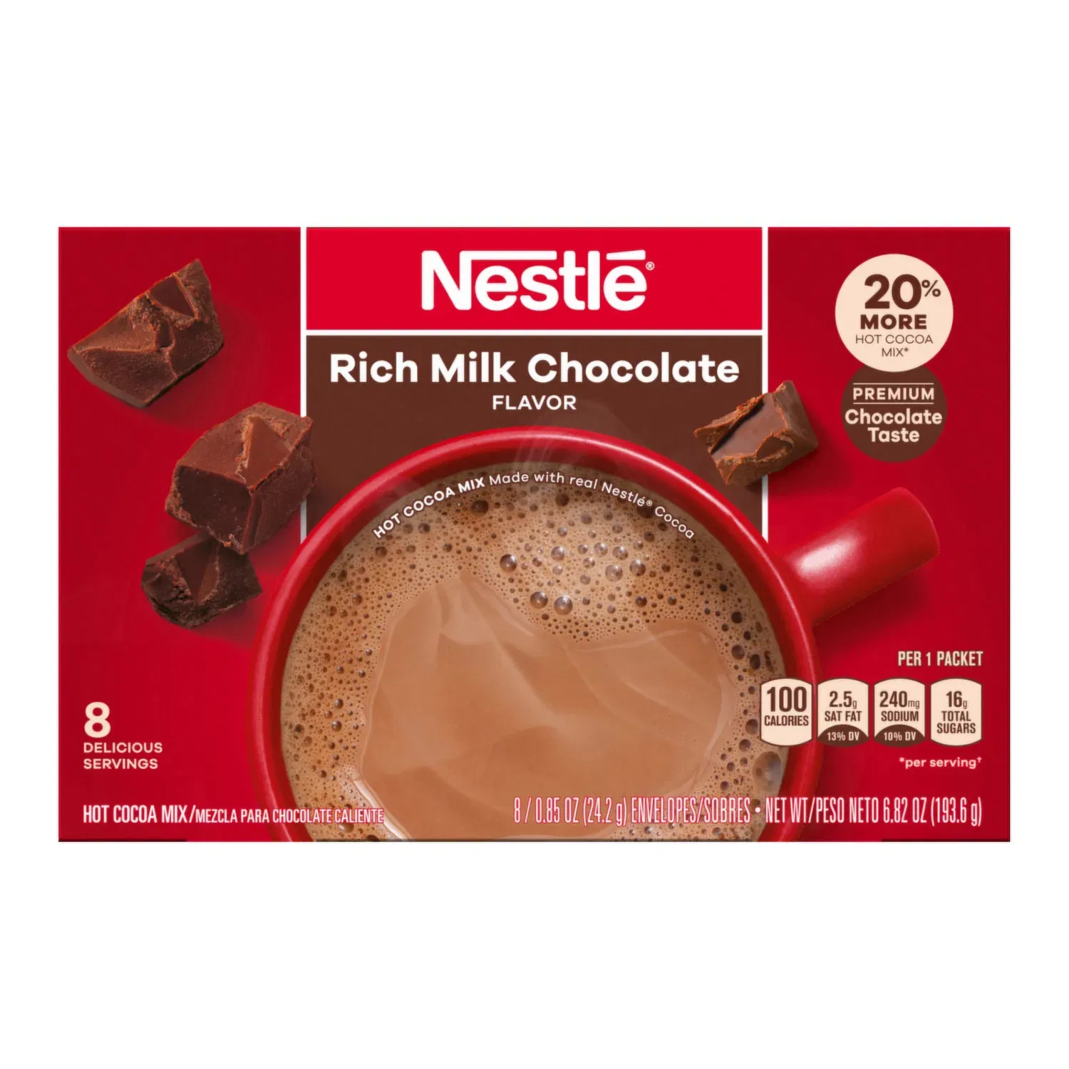 CHOCOLATE EN POLVO NESTLE RICH MILK C/8 PZAS 194 GR.