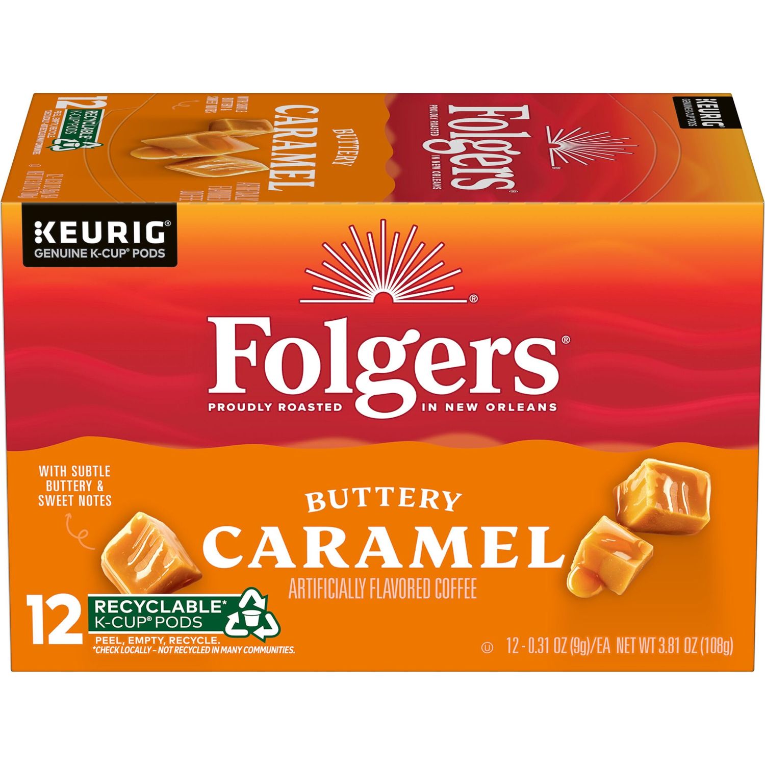 CAFE KEURIG FOLGERS CARAMEL DRIZZLE C/12 PZAS 108 GR.