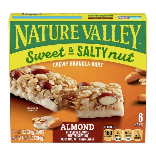 BARRITAS NATURE VALLEY CHEWY GRANOLA ALMOND C/6 PZAS