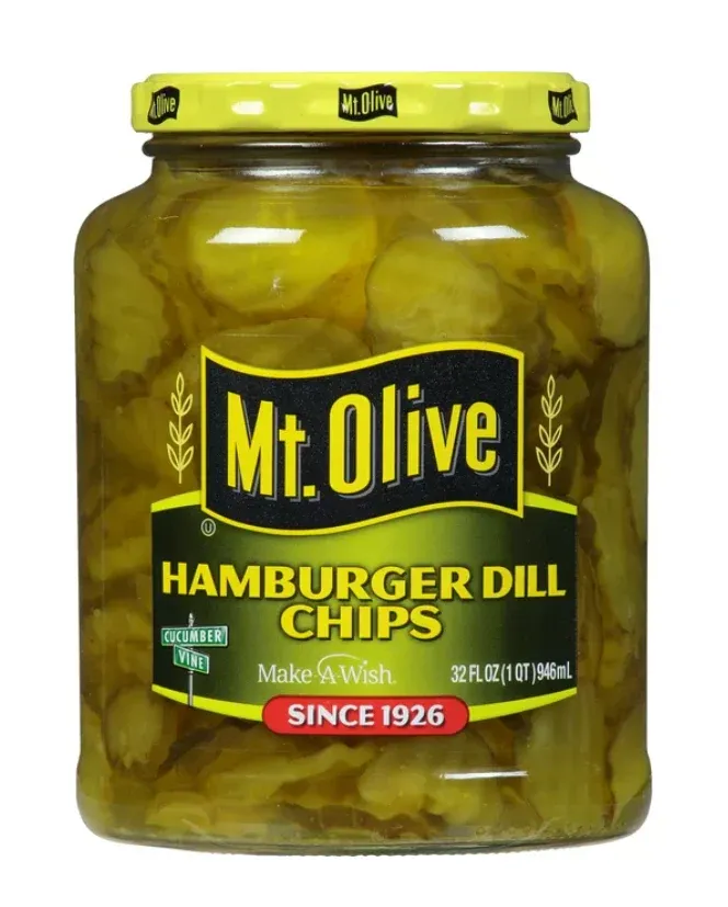 PEPINILLOS MT. OLIVE HAMBURGUER DILL CHIPS 946 ML.