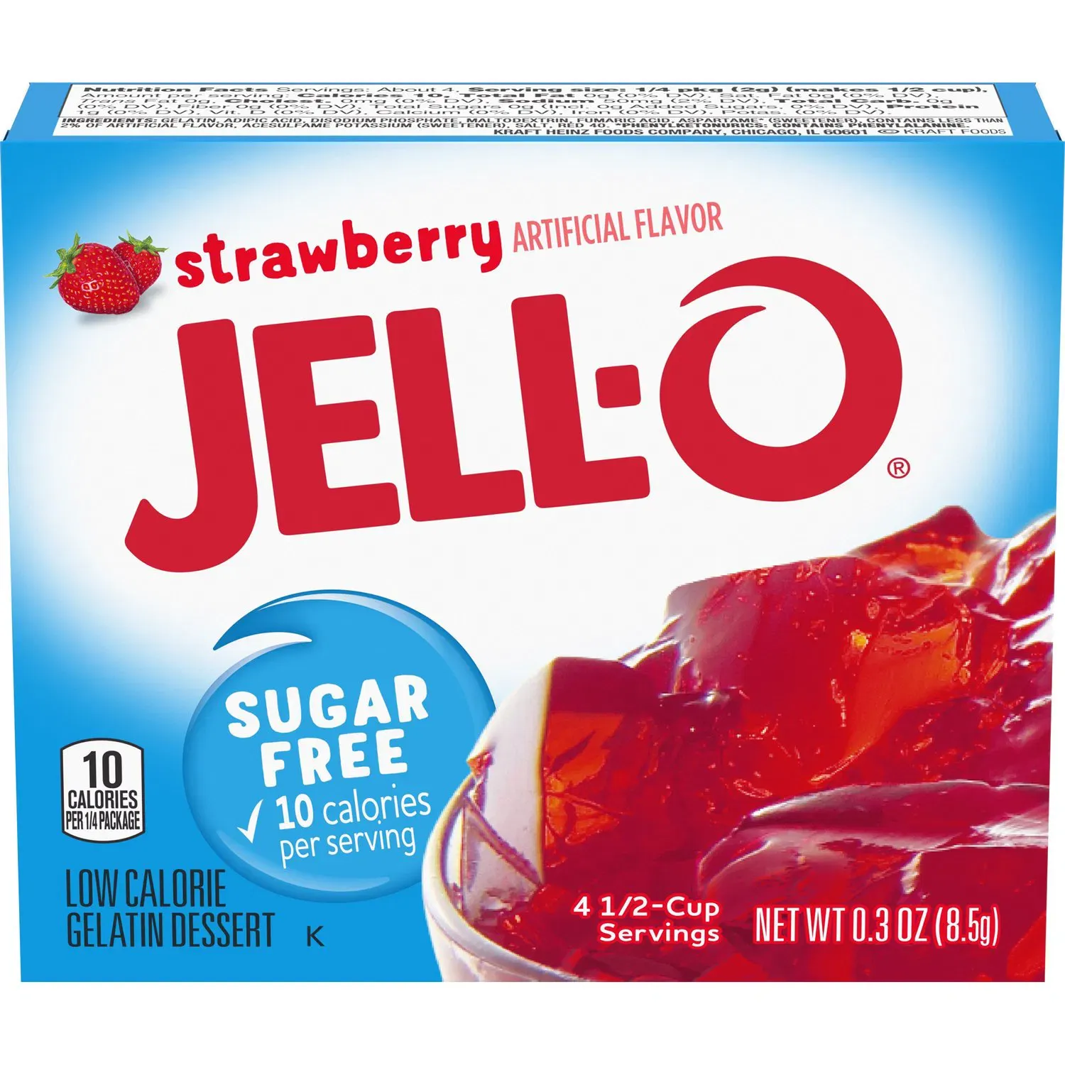 GELATINA JELL-O SUGAR FREE STRAWBERRY 17 GR.