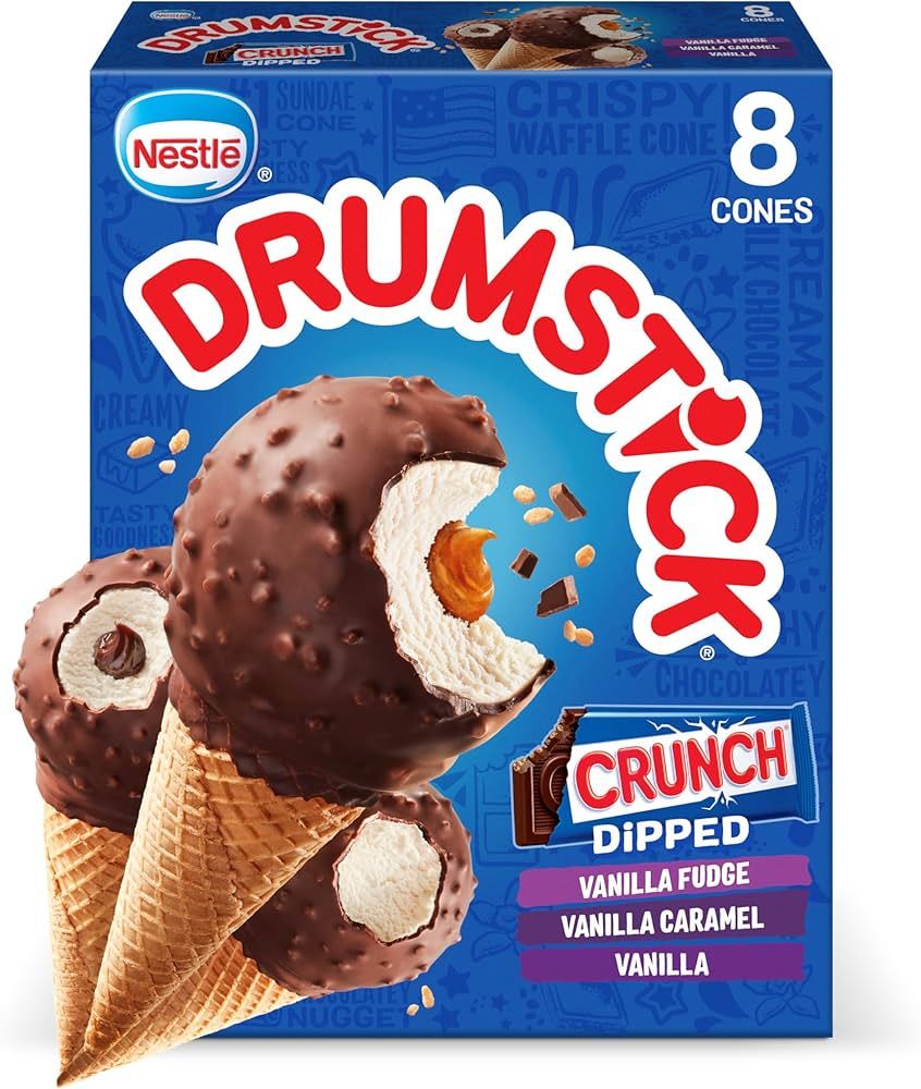 CONOS DRUMSTICK NESTLE CRUNCH VANILLA FUDGE VANILLA C/8 PZAS
