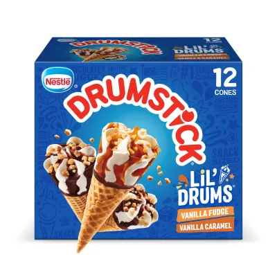 CONOS DRUMSTICK NESTLE VANILLA FUDGE &amp; CARAMEL C/12 PZAS