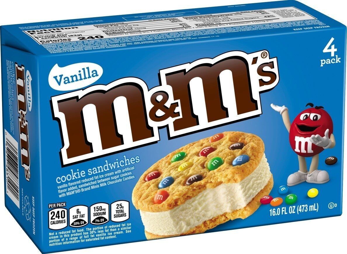 SANDWICH M &amp; M VANILLA C/4 PZAS 472 ML.